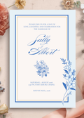 Something Blue Floral Wedding Invitation Template | Editable Canva Invite, Instant Download