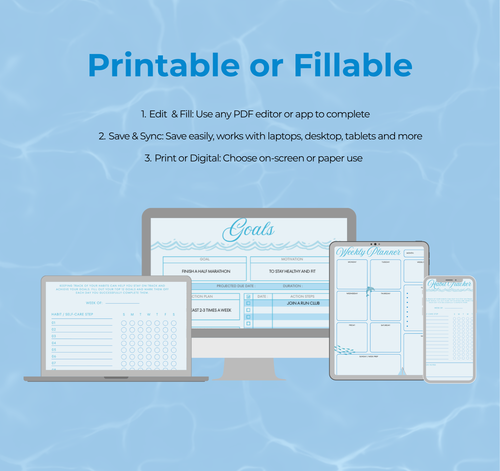 2026 Digital Planner Bundle Ocean Themed Printable Template