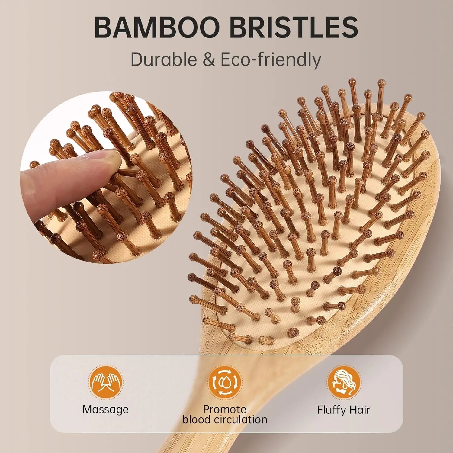 Bamboo Scalp Massage Hair Brush | Natural Hair Growth & Detangling Brush
