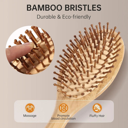 Bamboo Scalp Massage Hair Brush | Natural Hair Growth & Detangling Brush