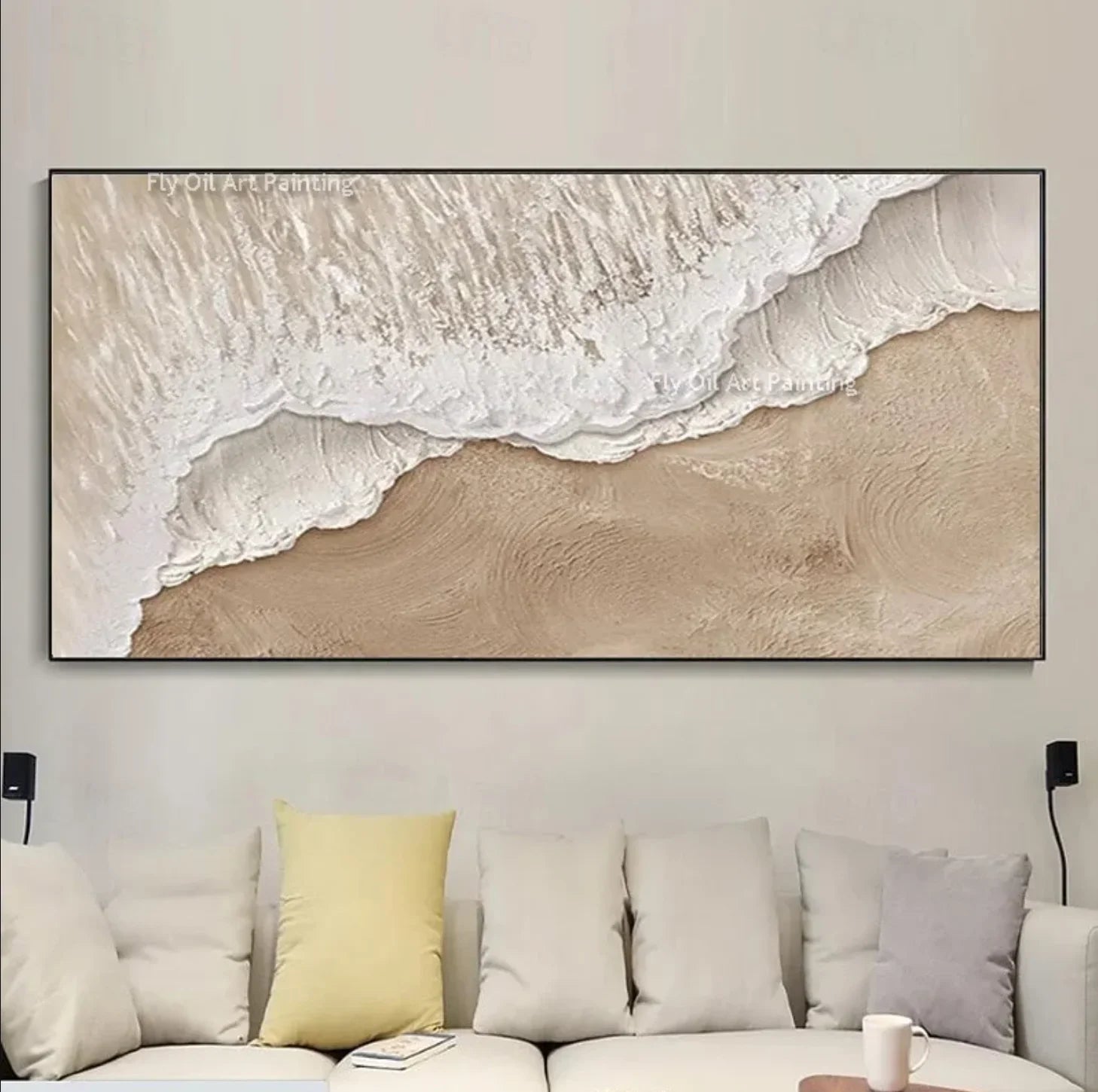 Ocean Waves Abstract Canvas Wall Art | Textured Oil Painting | Coastal Home Decor