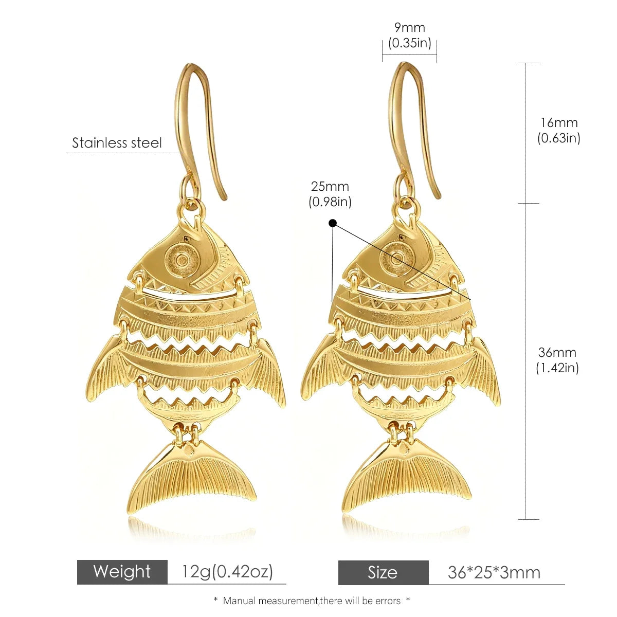 Lucky Fish Drop Earrings | 18K Gold Plated