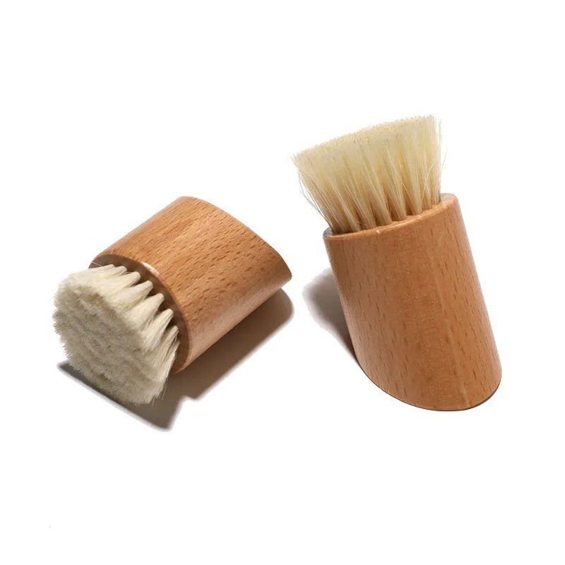 Soft Bristle Face Cleansing Brush | Wood Handle Facial Massage & Pore Care