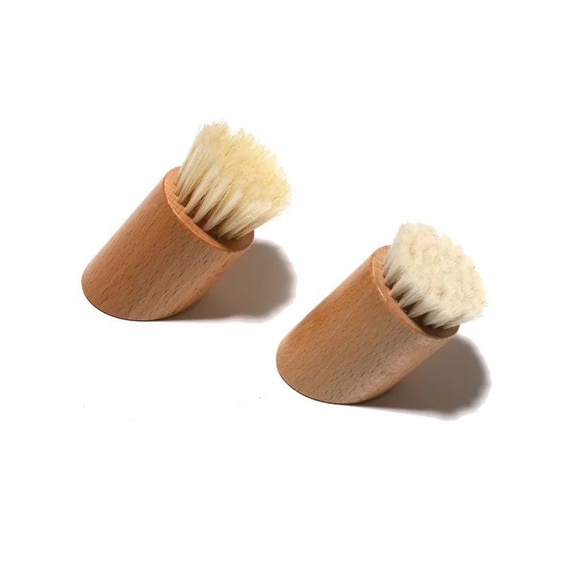 Soft Bristle Face Cleansing Brush | Wood Handle Facial Massage & Pore Care