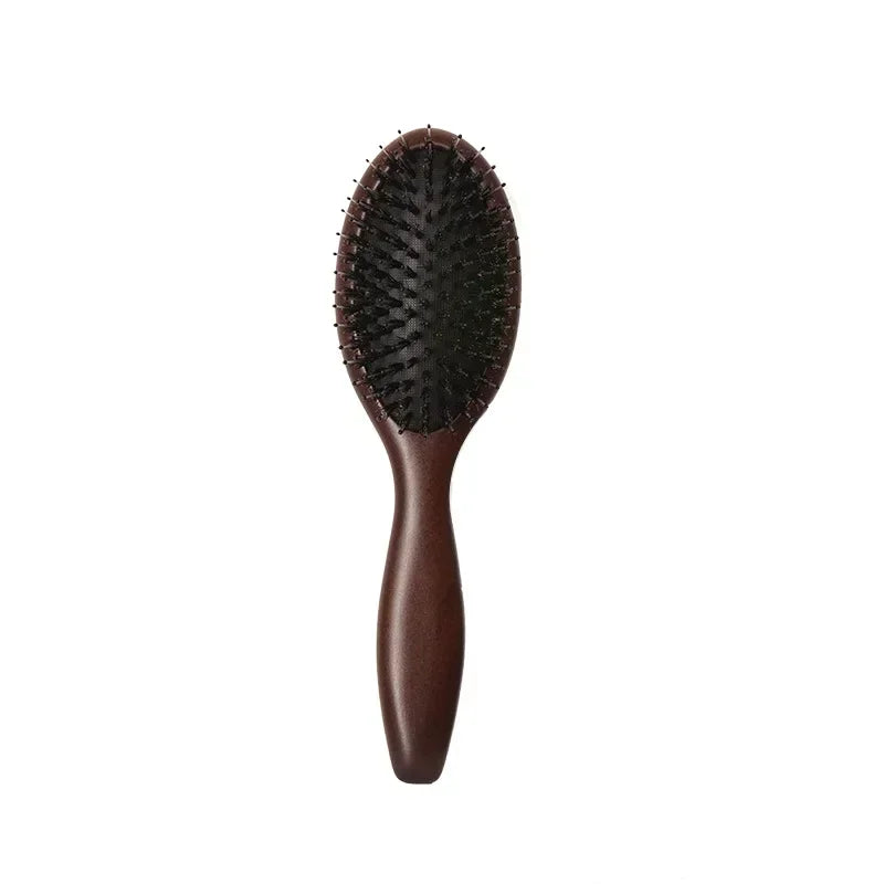 Sandalwood Boar Bristle Hair Brush | Scalp Massage & Detangling Paddle Brush