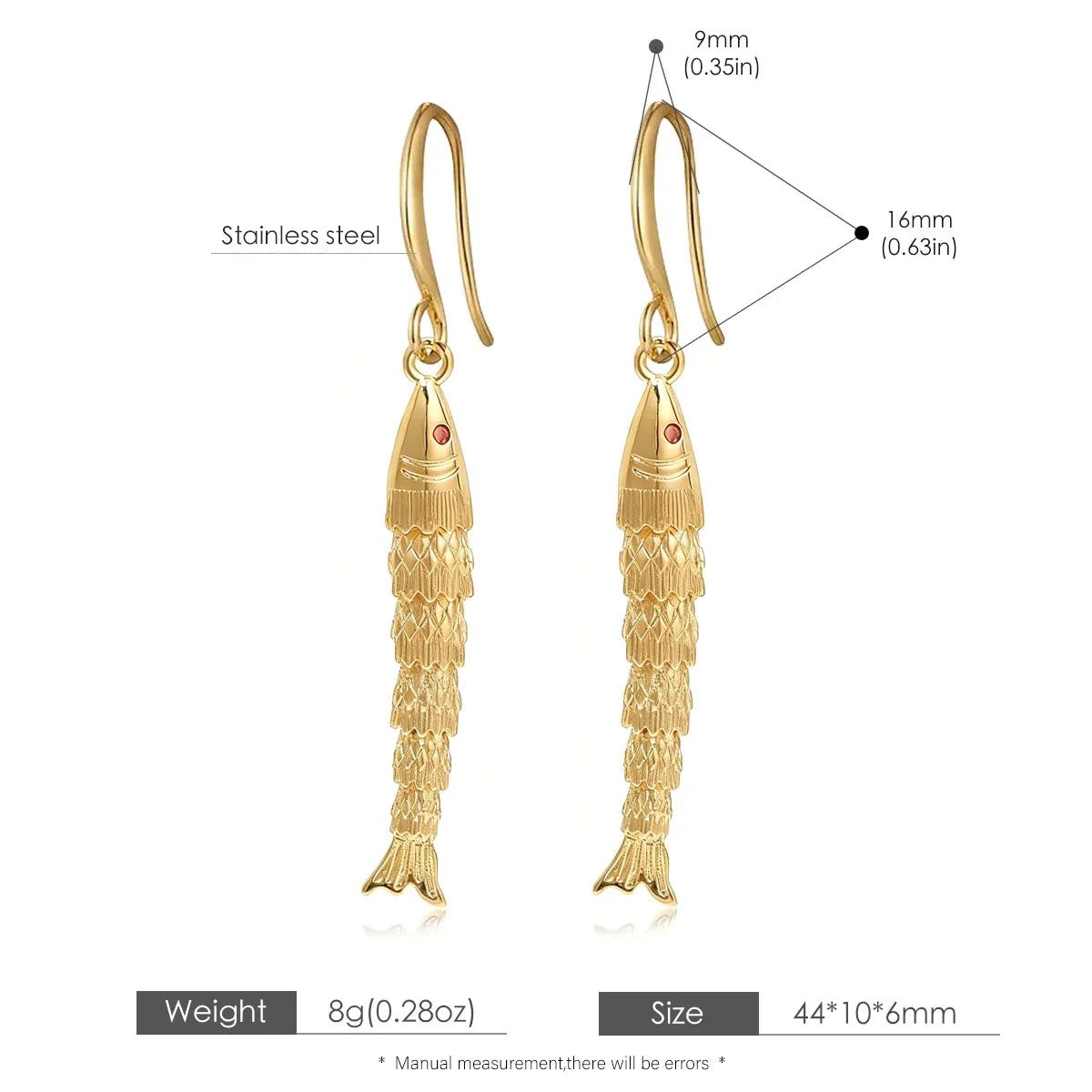 Lucky Fish Drop Earrings | 18K Gold Plated