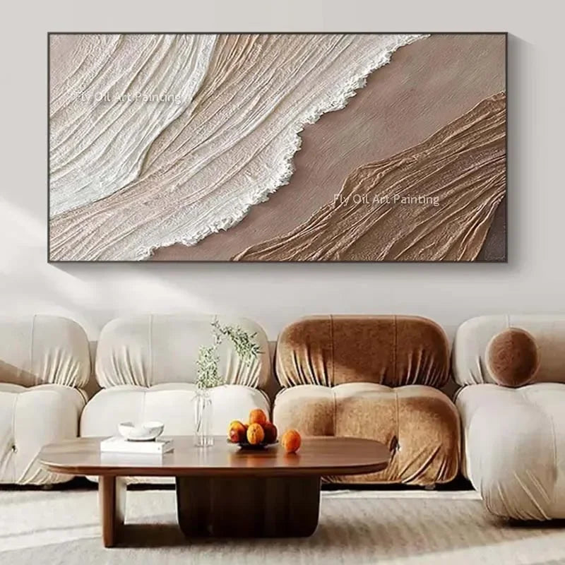 Ocean Waves Abstract Canvas Wall Art | Textured Oil Painting | Coastal Home Decor