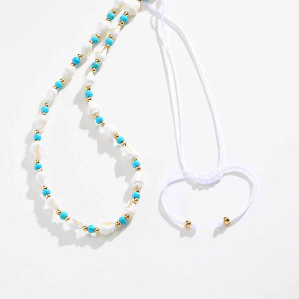 Ocean Shell Bead Necklace | Handmade Braided Beach Jewelry