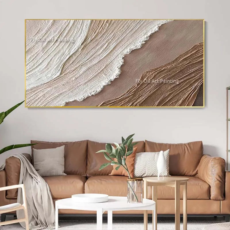 Ocean Waves Abstract Canvas Wall Art | Textured Oil Painting | Coastal Home Decor