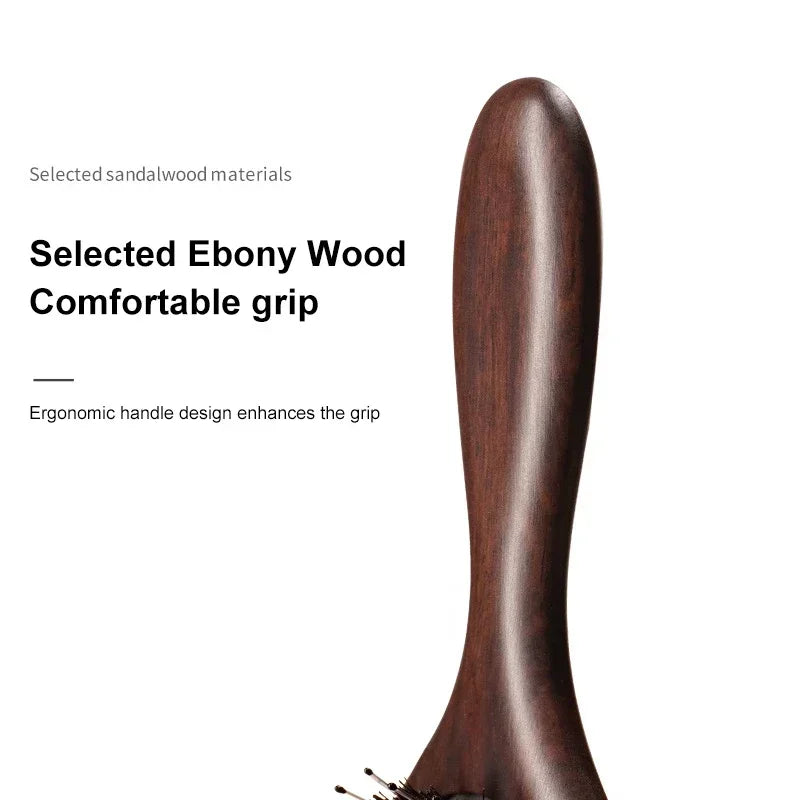 Sandalwood Boar Bristle Hair Brush | Scalp Massage & Detangling Paddle Brush