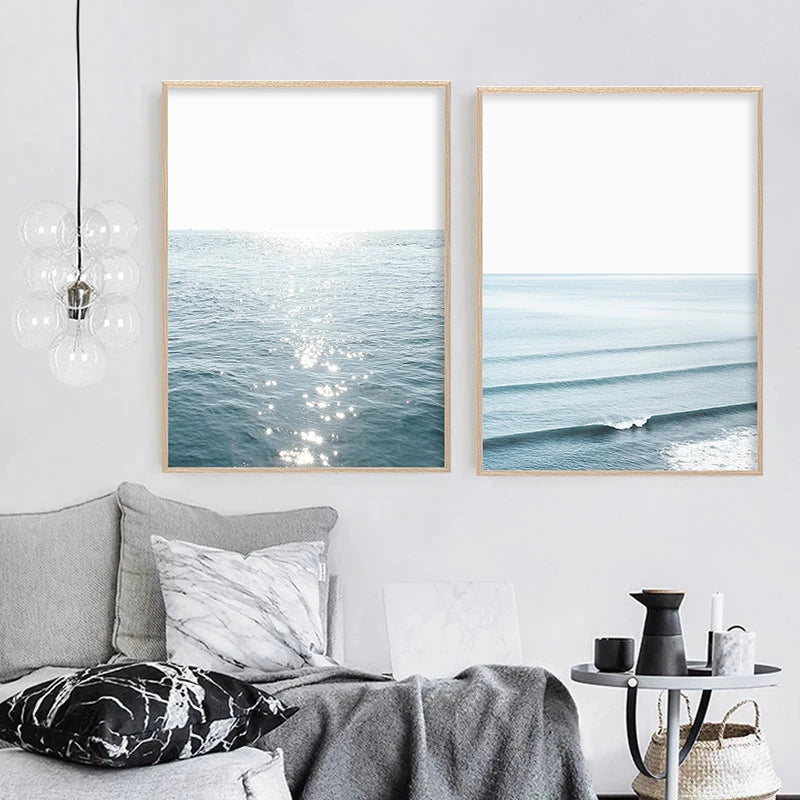 Ocean Waves Canvas Wall Art | Coastal Seascape Print | Beachy Home Decor