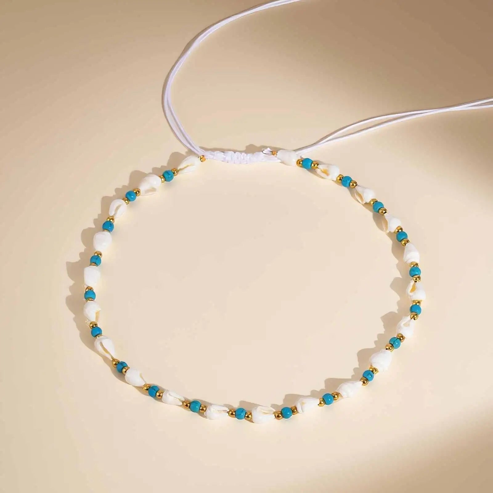 Ocean Shell Bead Necklace | Handmade Braided Beach Jewelry