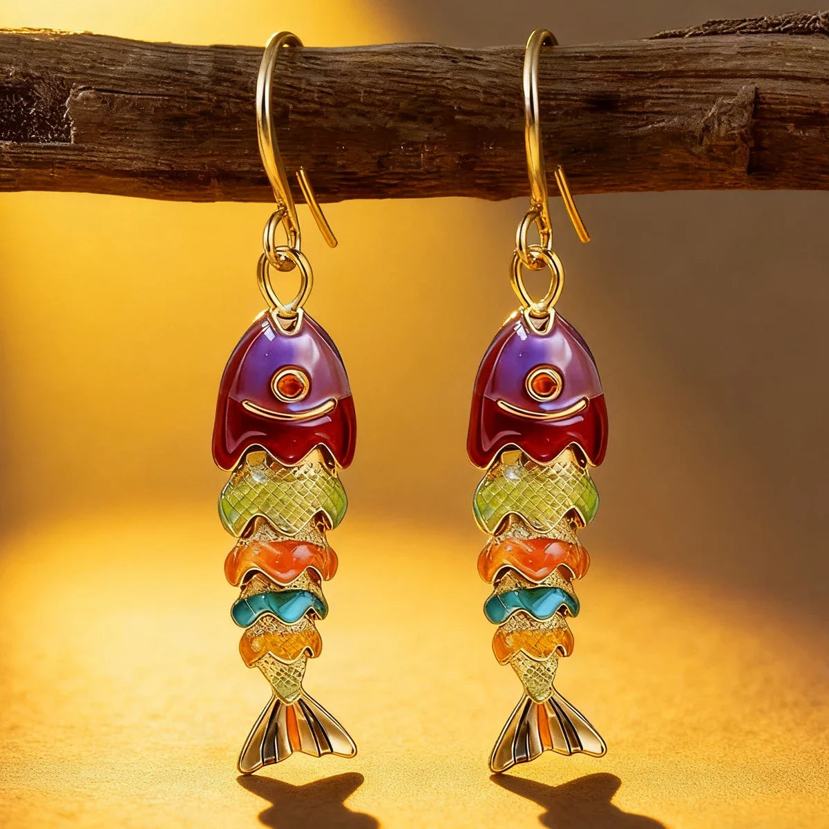 Lucky Fish Drop Earrings | 18K Gold Plated
