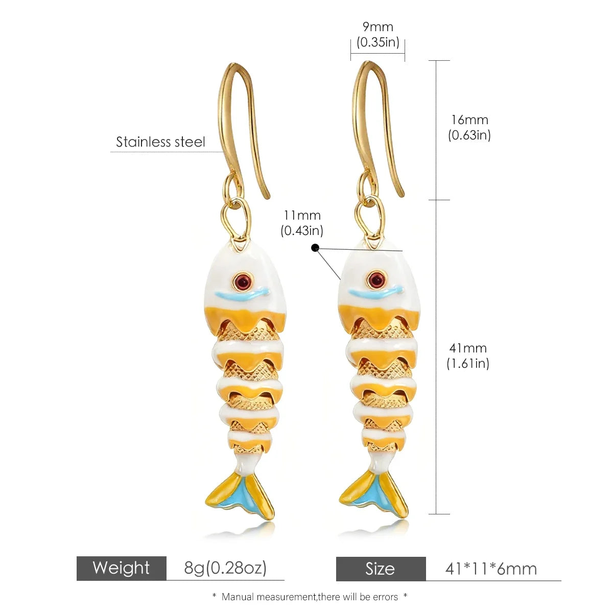 Lucky Fish Drop Earrings | 18K Gold Plated