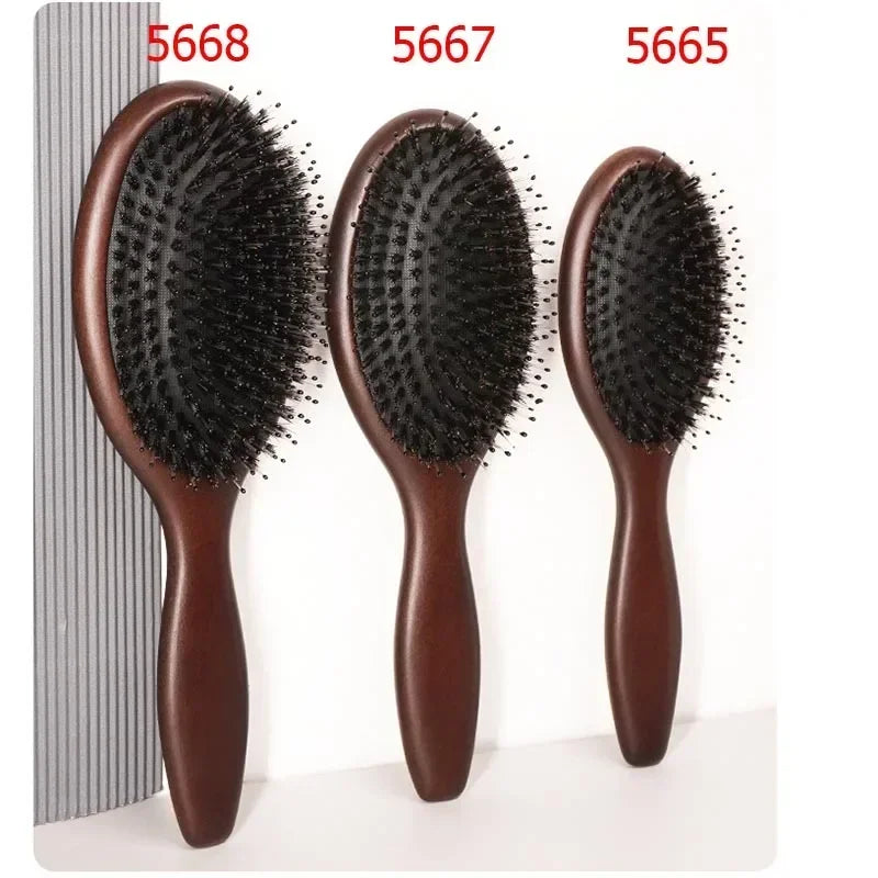 Sandalwood Boar Bristle Hair Brush | Scalp Massage & Detangling Paddle Brush