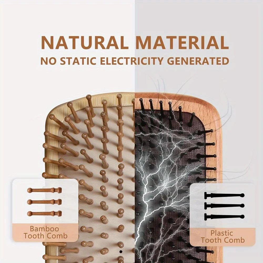 Bamboo Scalp Massage Hair Brush | Natural Hair Growth & Detangling Brush