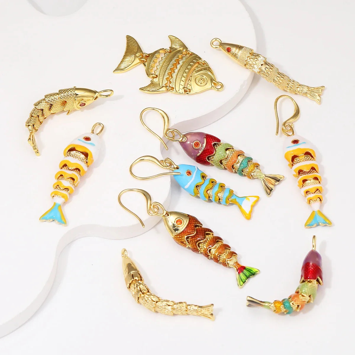 Lucky Fish Drop Earrings | 18K Gold Plated