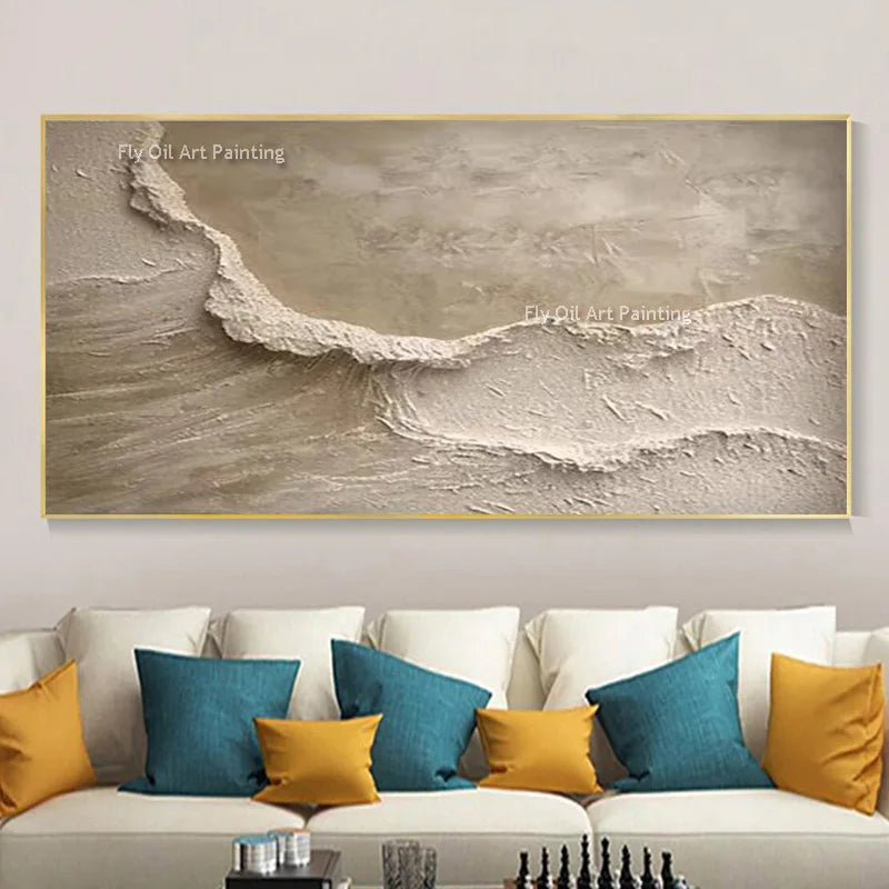 Ocean Waves Abstract Canvas Wall Art | Textured Oil Painting | Coastal Home Decor