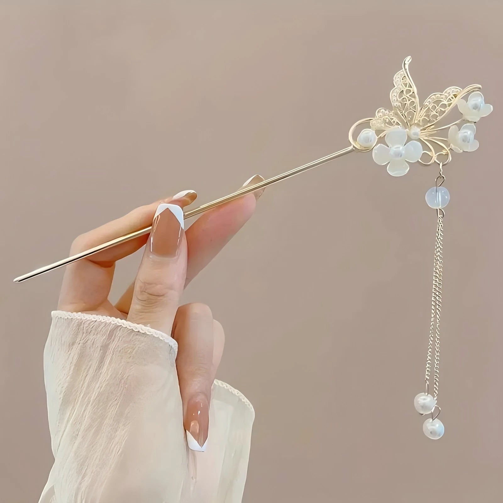 Chinese Floral Hair Stick | Elegant Tassel Hairpin for Women