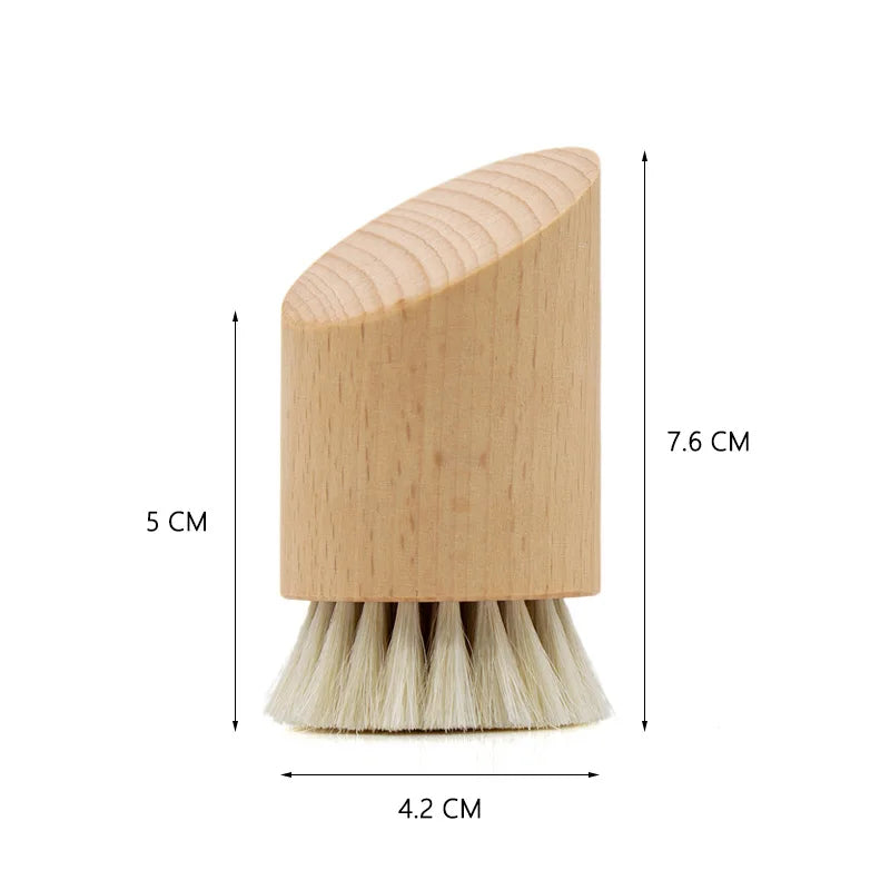 Soft Bristle Face Cleansing Brush | Wood Handle Facial Massage & Pore Care