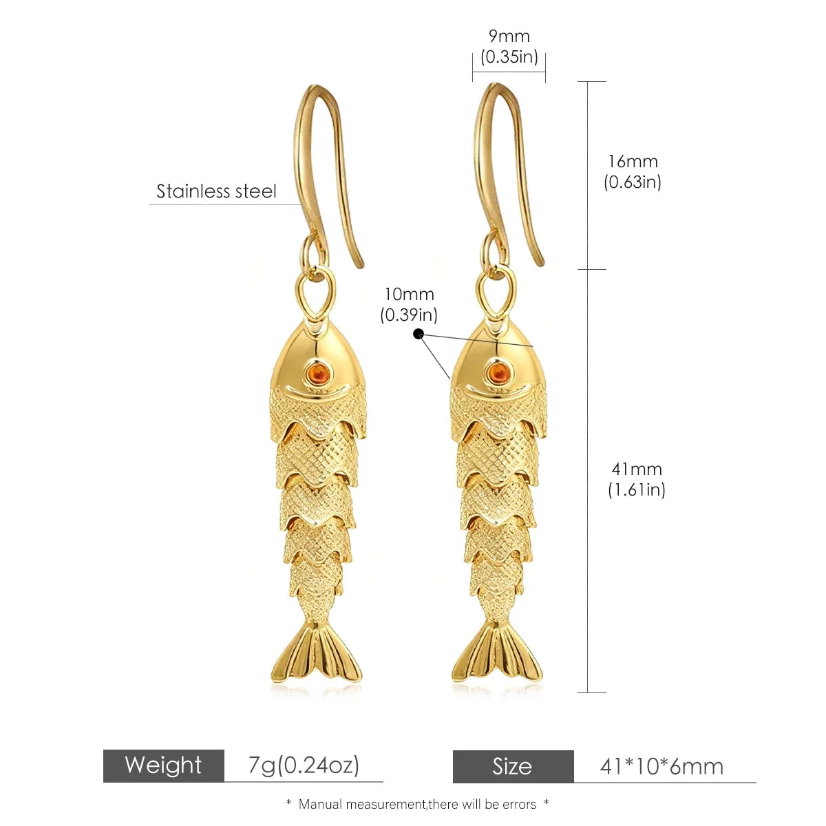 Lucky Fish Drop Earrings | 18K Gold Plated