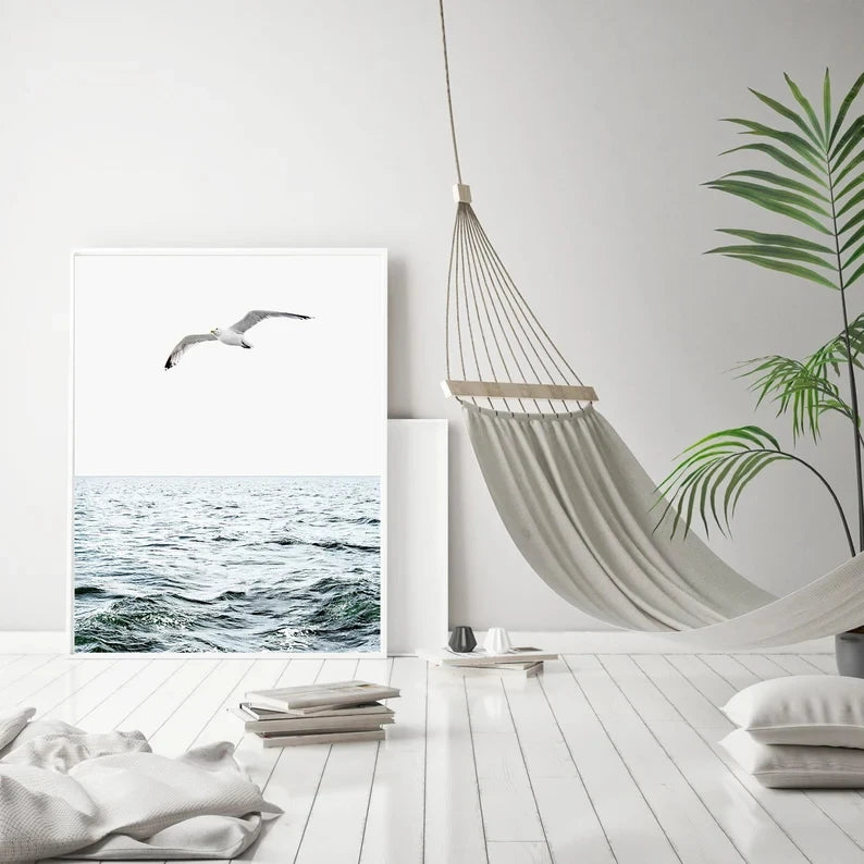 Ocean Waves Canvas Wall Art | Coastal Seascape Print | Beachy Home Decor