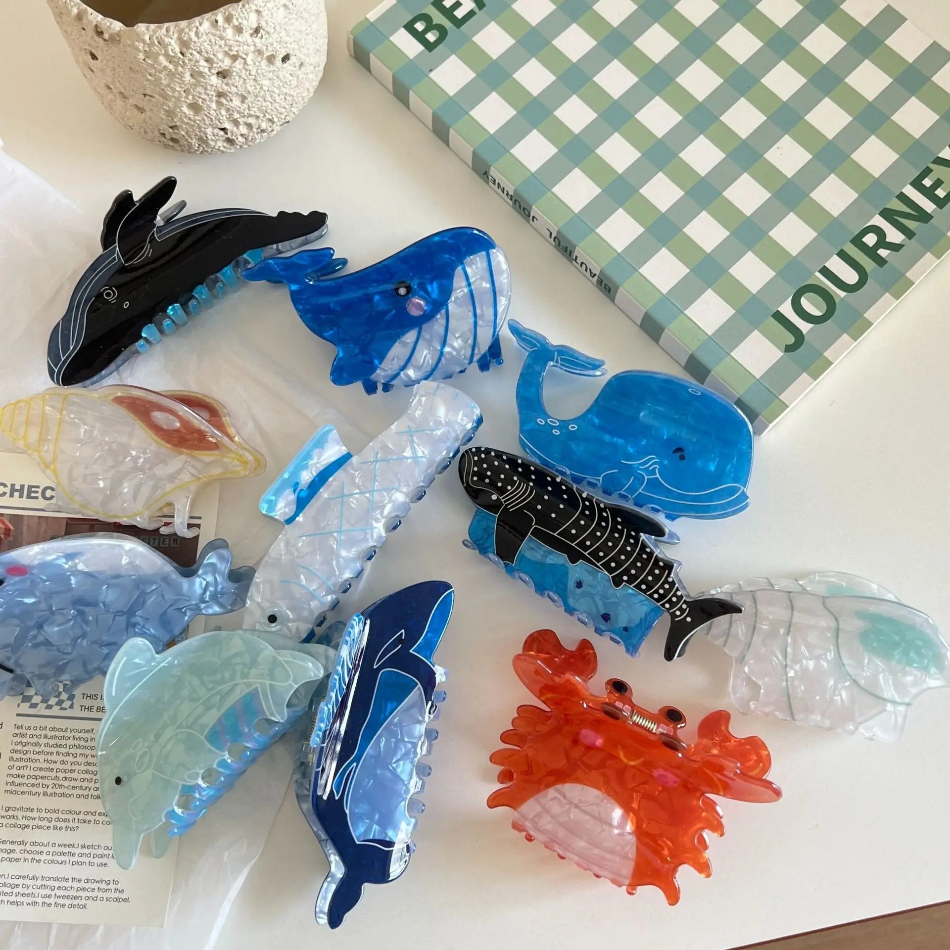 Ocean Creature Hair Claw Clips | Aesthetic Beach-Inspired Hair Accessories
