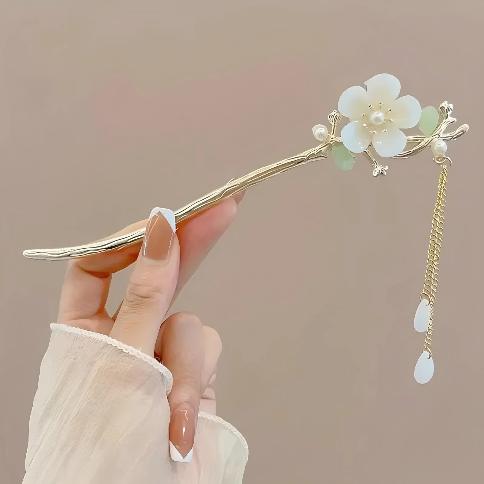 Chinese Floral Hair Stick | Elegant Tassel Hairpin for Women