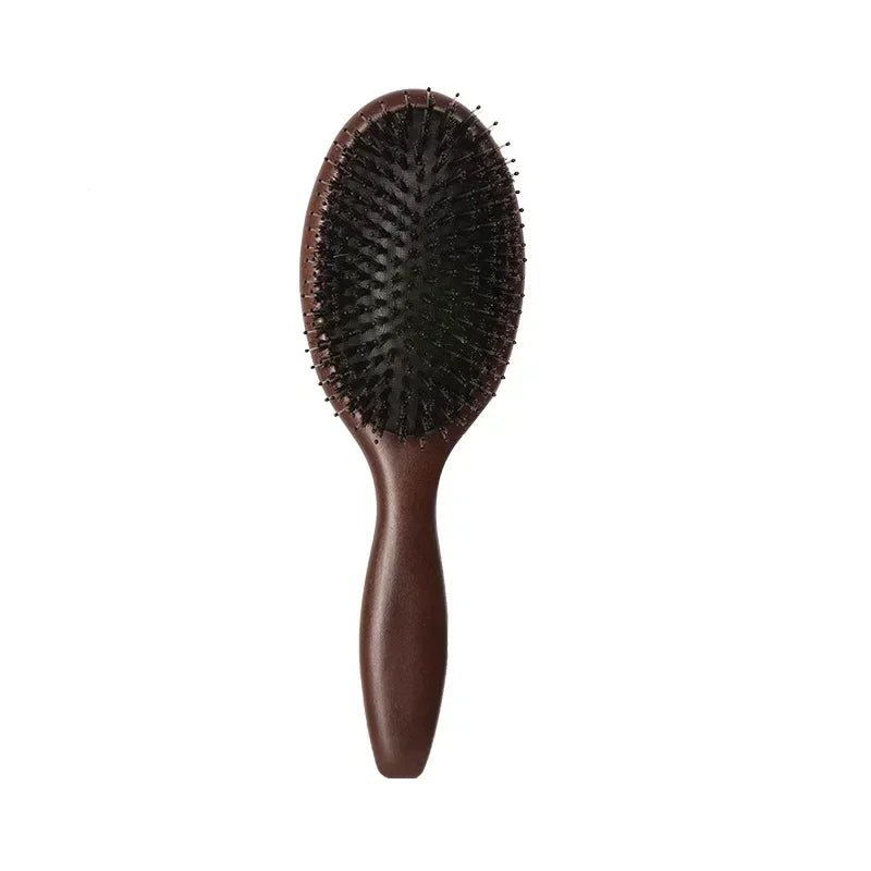 Sandalwood Boar Bristle Hair Brush | Scalp Massage & Detangling Paddle Brush