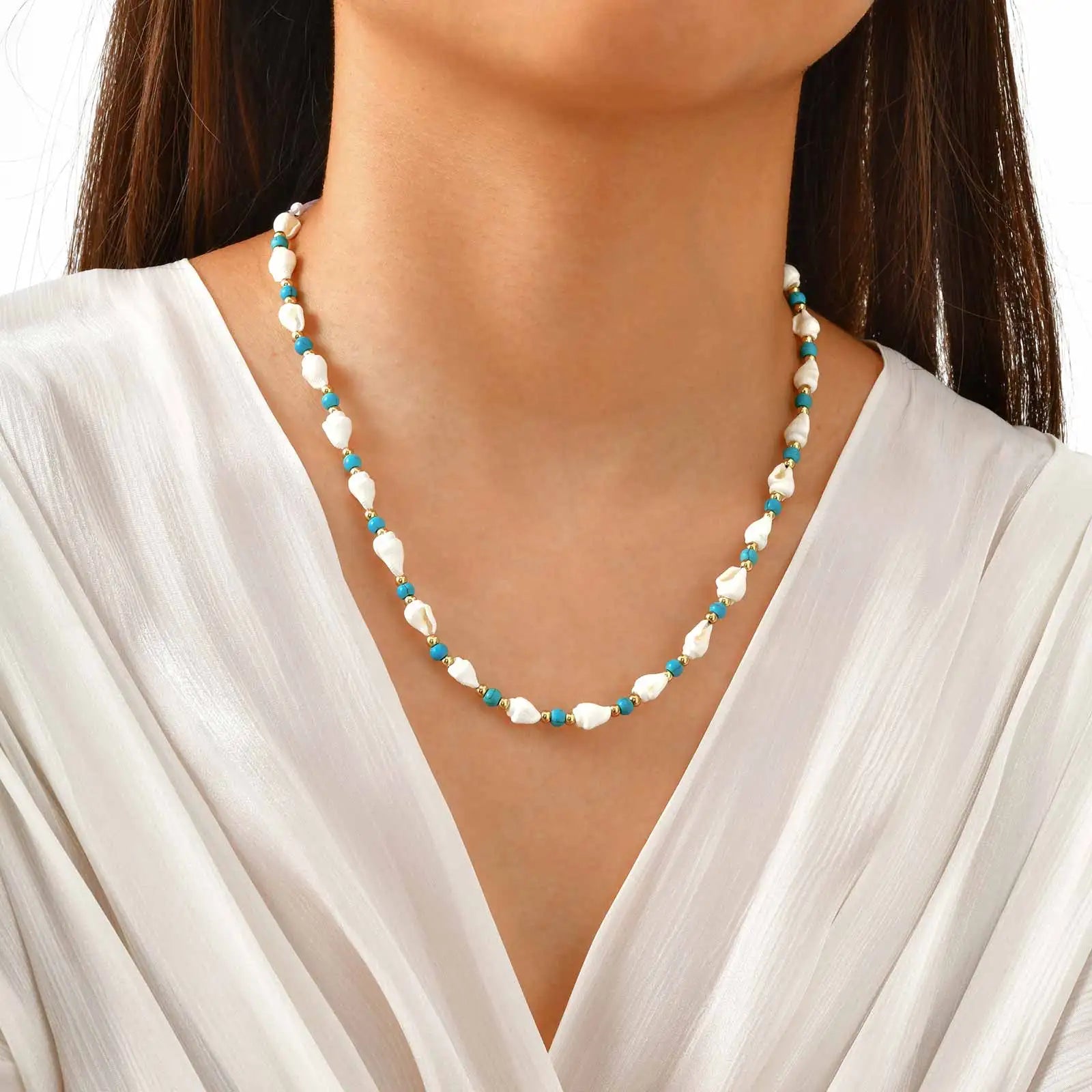 Ocean Shell Bead Necklace | Handmade Braided Beach Jewelry