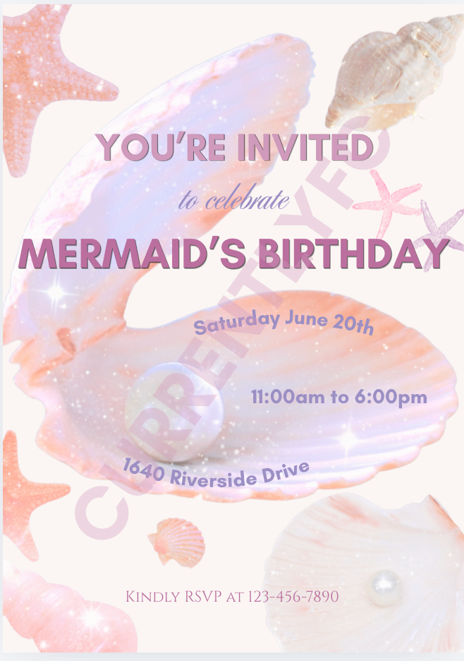 Pink Pearl Birthday Invitation Card