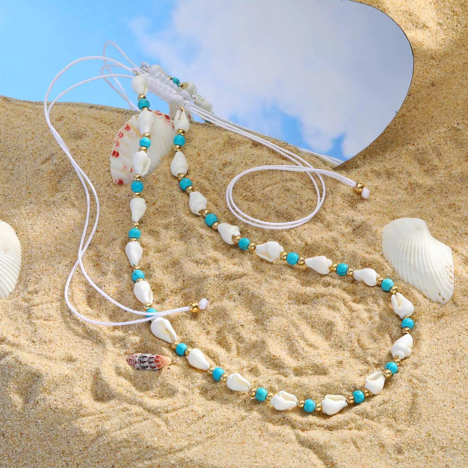 Ocean Shell Bead Necklace | Handmade Braided Beach Jewelry
