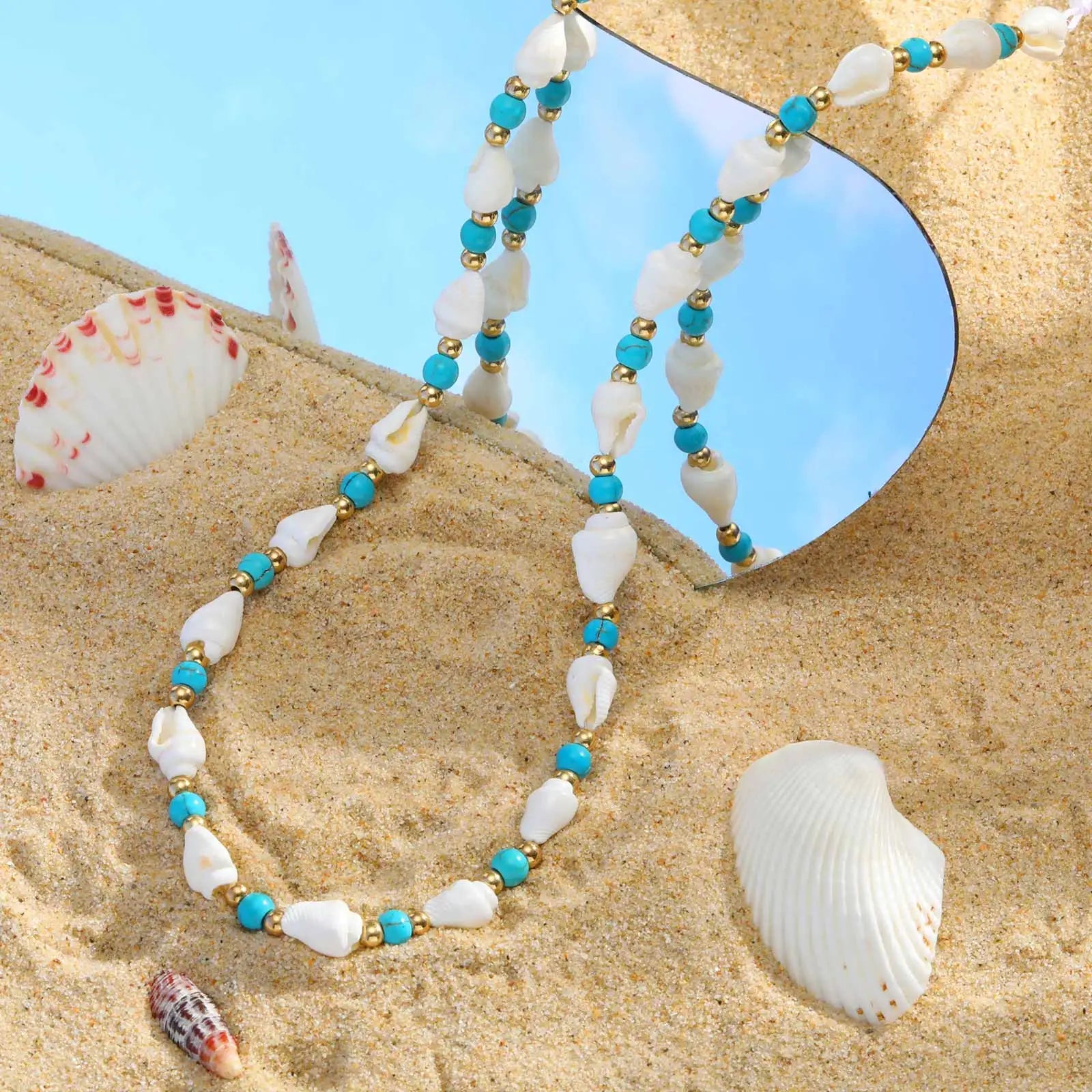 Ocean Shell Bead Necklace | Handmade Braided Beach Jewelry