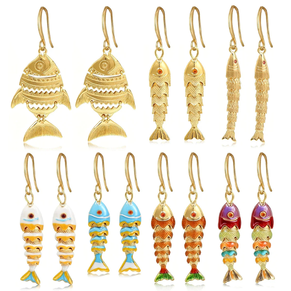 Lucky Fish Drop Earrings | 18K Gold Plated