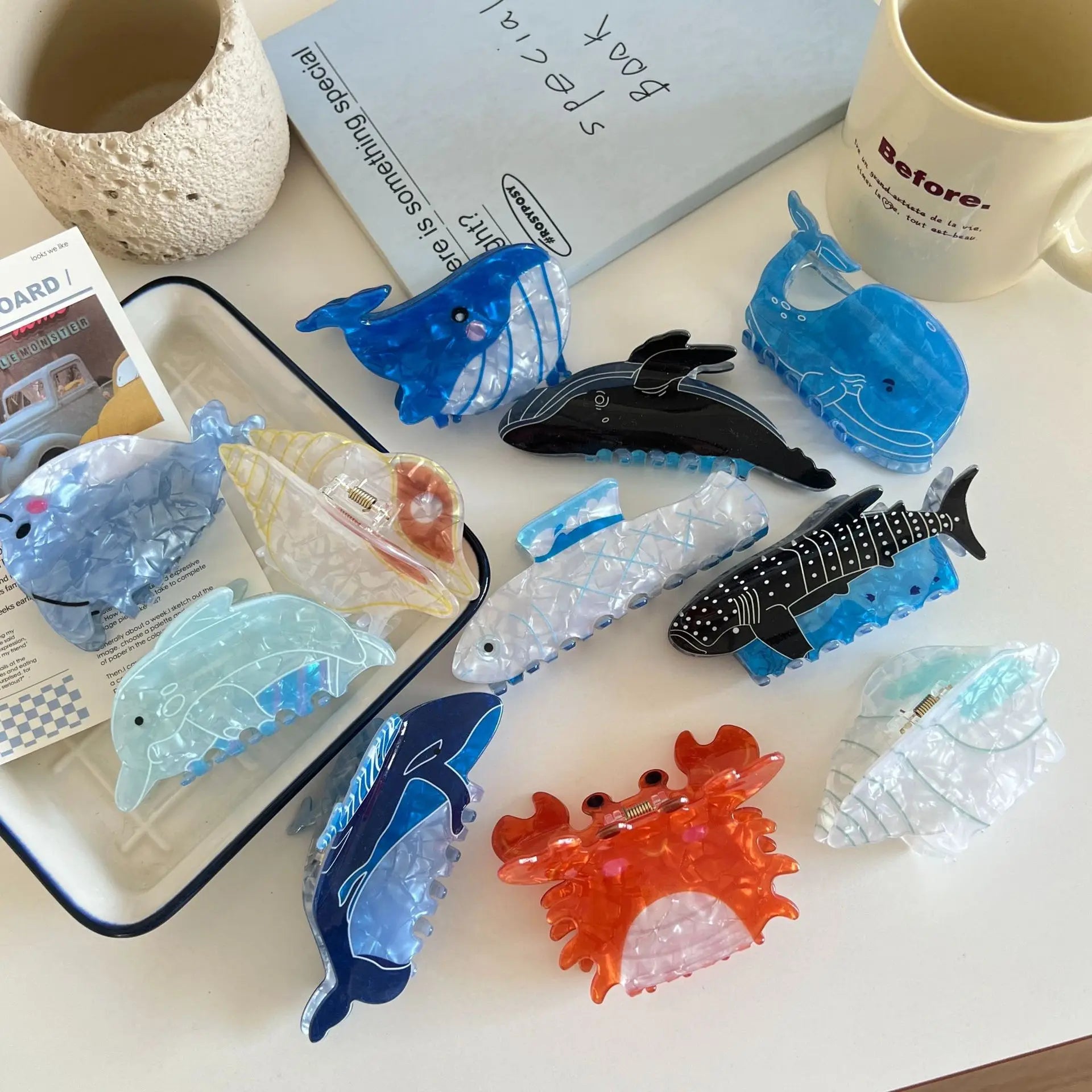 Ocean Creature Hair Claw Clips | Aesthetic Beach-Inspired Hair Accessories