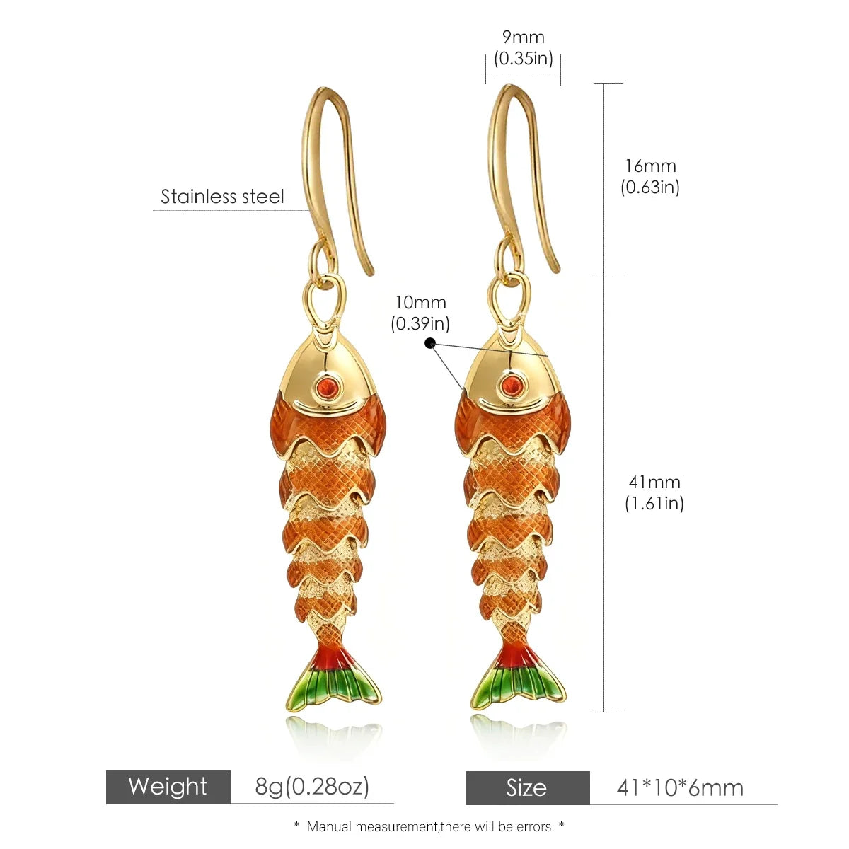 Lucky Fish Drop Earrings | 18K Gold Plated